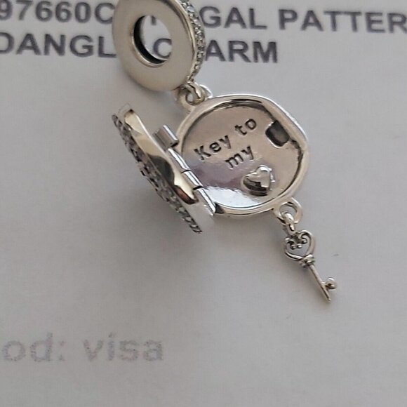 Authentic Pandora Sterling Silver *RETIRED* Regal Key Dangle Charm 797660CZ - Picture 2 of 13